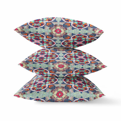 Orange Red Microsuede Quatrefoil Pillow