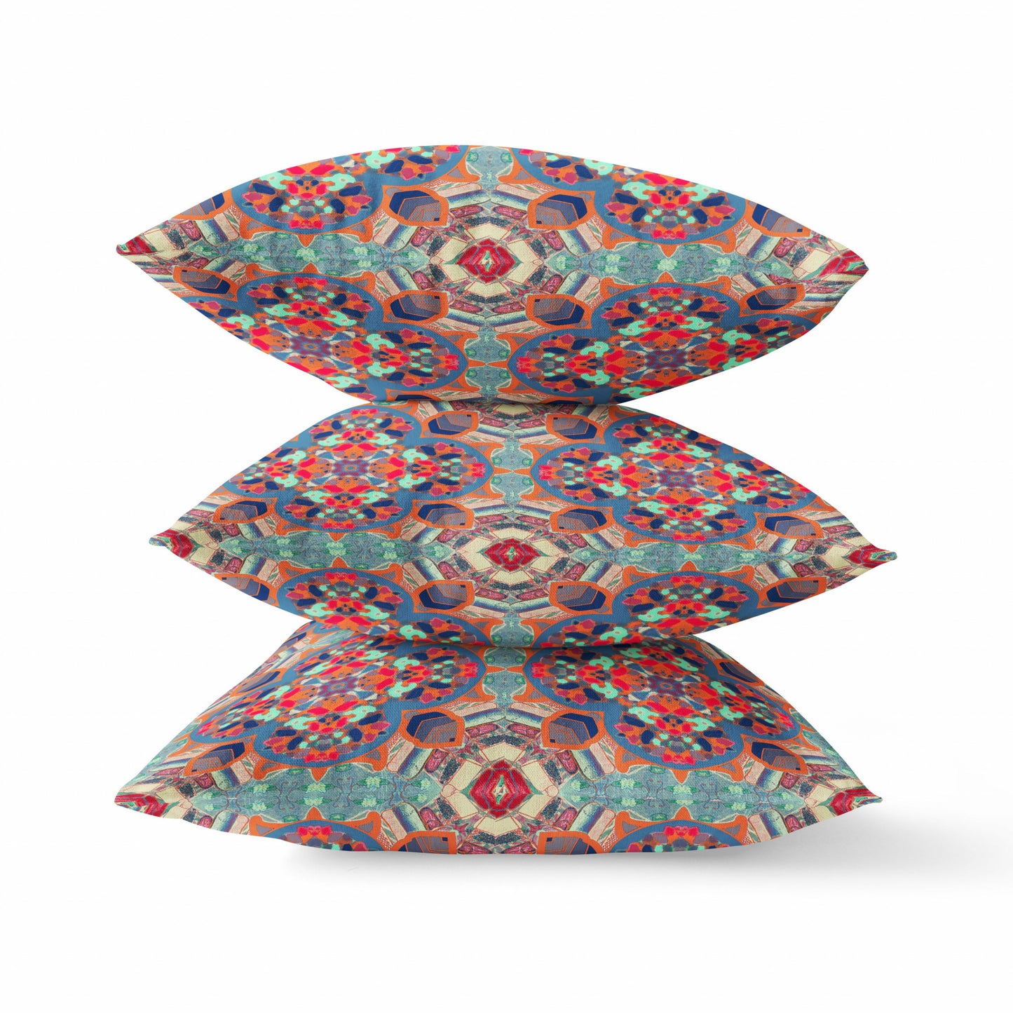 Blue & Orange Microsuede Quatrefoil Pillow