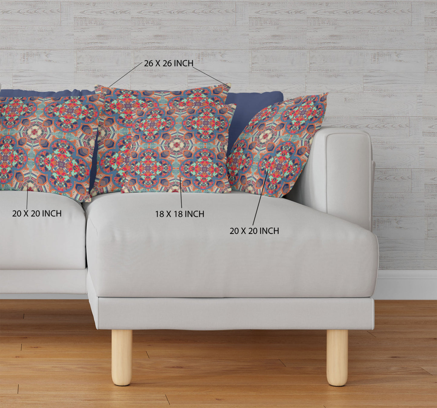 Blue & Orange Microsuede Quatrefoil Pillow