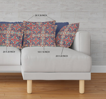 Blue & Orange Microsuede Quatrefoil Pillow