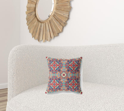 Blue & Orange Microsuede Quatrefoil Pillow