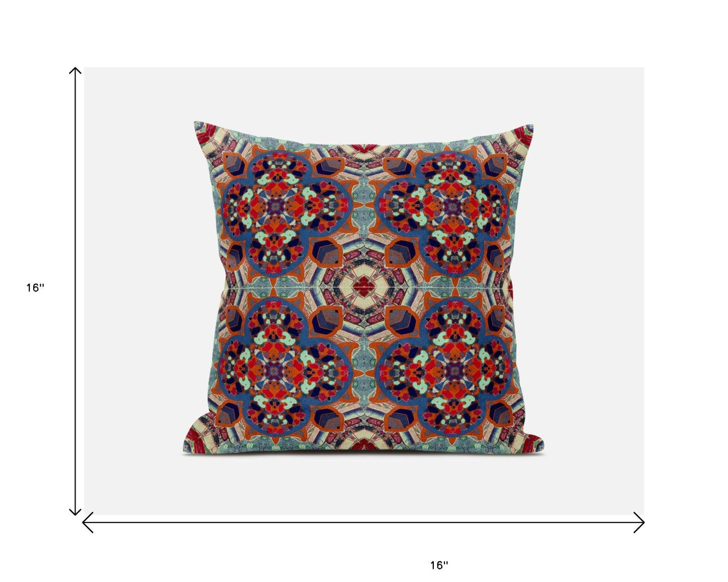 Blue & Orange Microsuede Quatrefoil Pillow