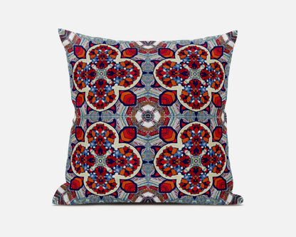 Blue & Red Microsuede Quatrefoil Pillow