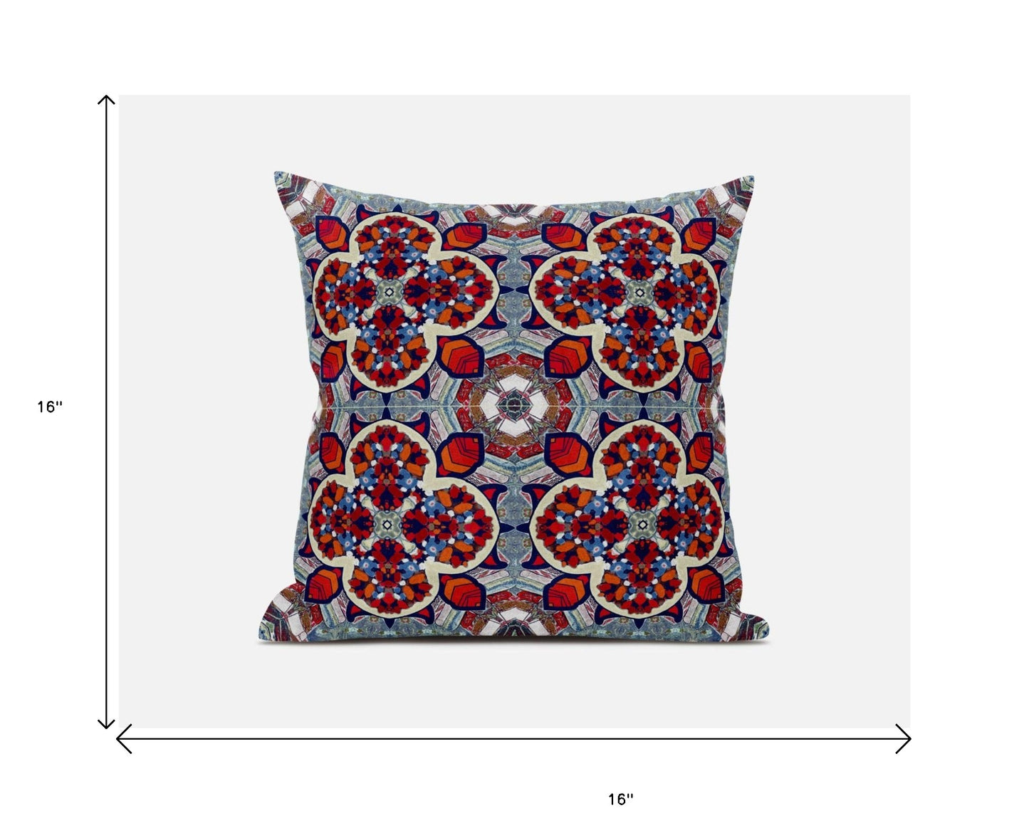 Blue & Red Microsuede Quatrefoil Pillow