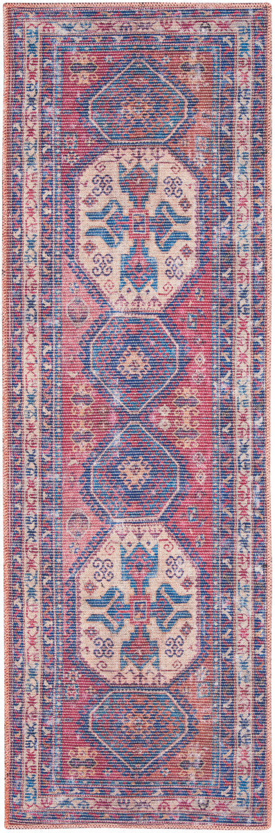 Nourison New Concept Red & Navy Machine Washable Rug - 2'2" x 8'