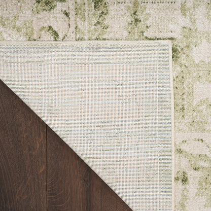 Nourison Astra Ivory & Green Pet Friendly Machine Washable Rug - Corner