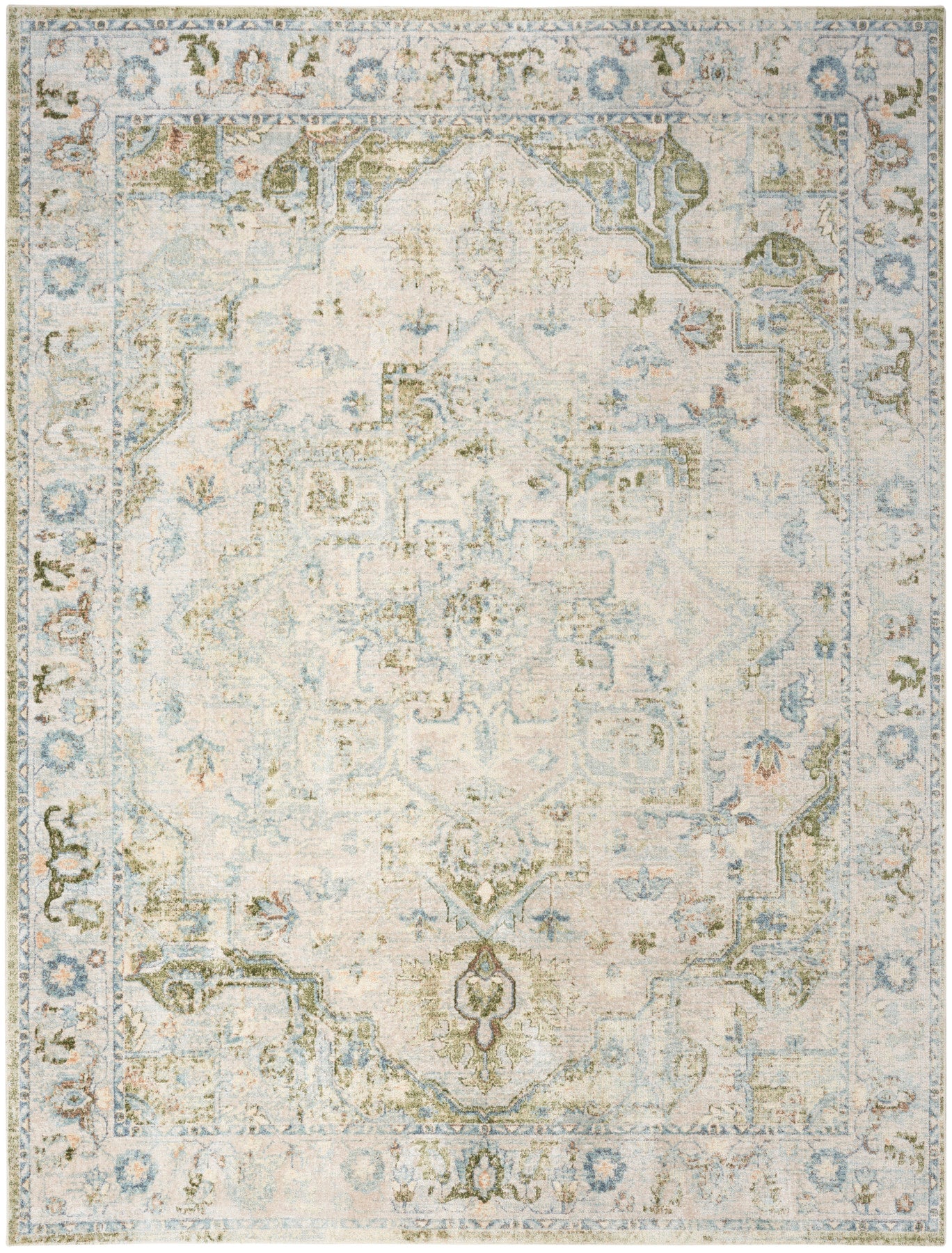 Nourison Astra Blue & Green Pet Friendly Machine Washable Rug - Main