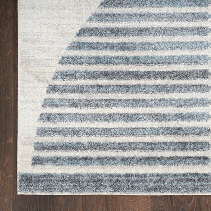 Nourison Astra Ivory & Blue Pet Friendly Machine Washable Rug - Corner
