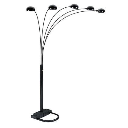 Black 5-Light Arc Floor Lamp w/ Shade