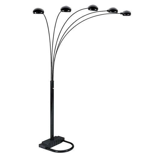 Black 5-Light Arc Floor Lamp w/ Shade