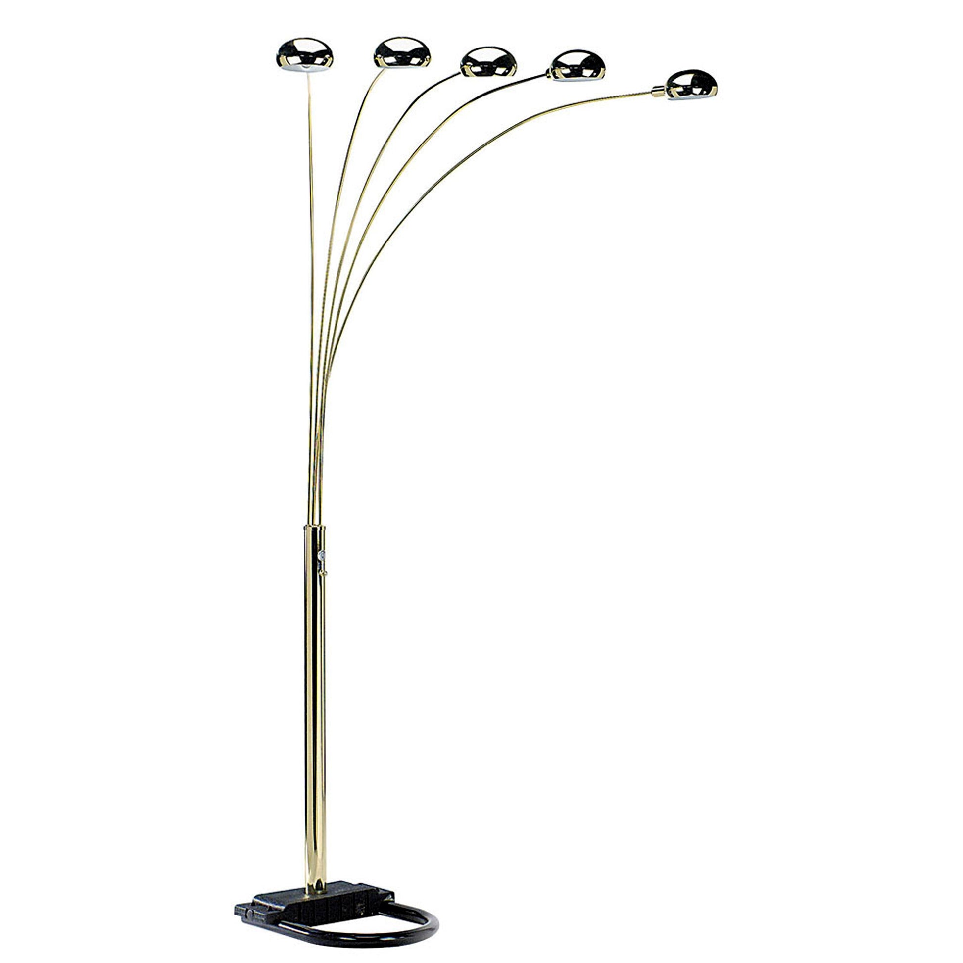 Brass 5-Light Arc Floor Lamp w/ Brass Shade