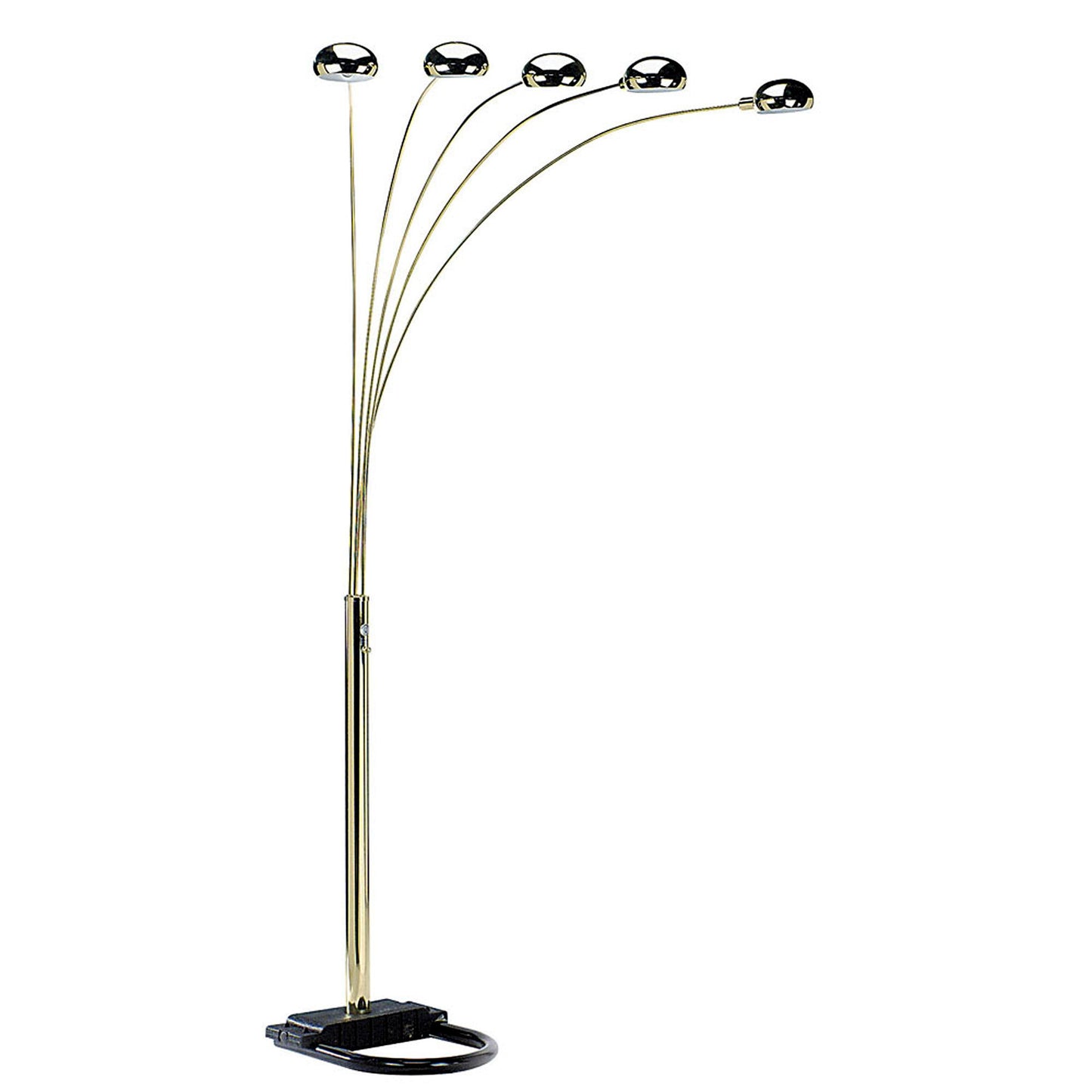 Brass 5-Light Arc Floor Lamp w/ Brass Shade
