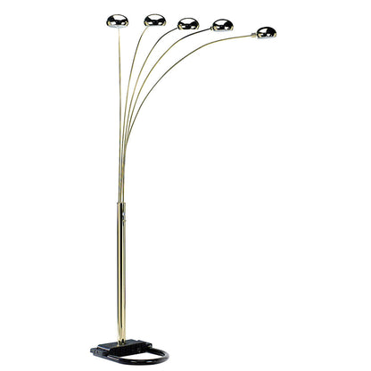 Brass 5-Light Arc Floor Lamp w/ Brass Shade