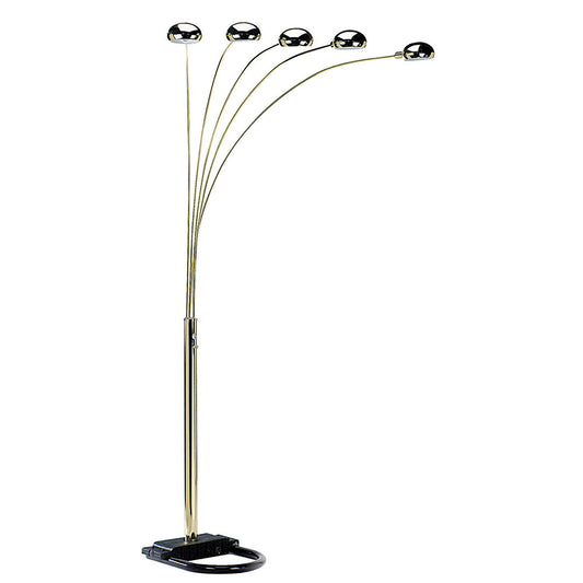 Brass 5-Light Arc Floor Lamp w/ Brass Shade
