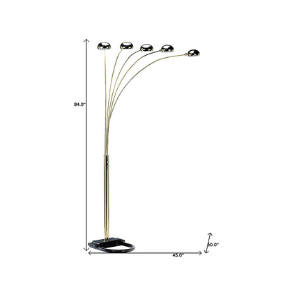 Brass 5-Light Arc Floor Lamp w/ Brass Shade