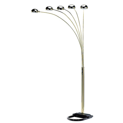 Brass 5-Light Arc Floor Lamp w/ Brass Shade