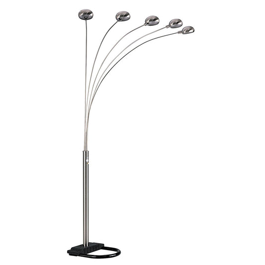 Nickel Five Lights Arc Floor Lamp w/ Shade