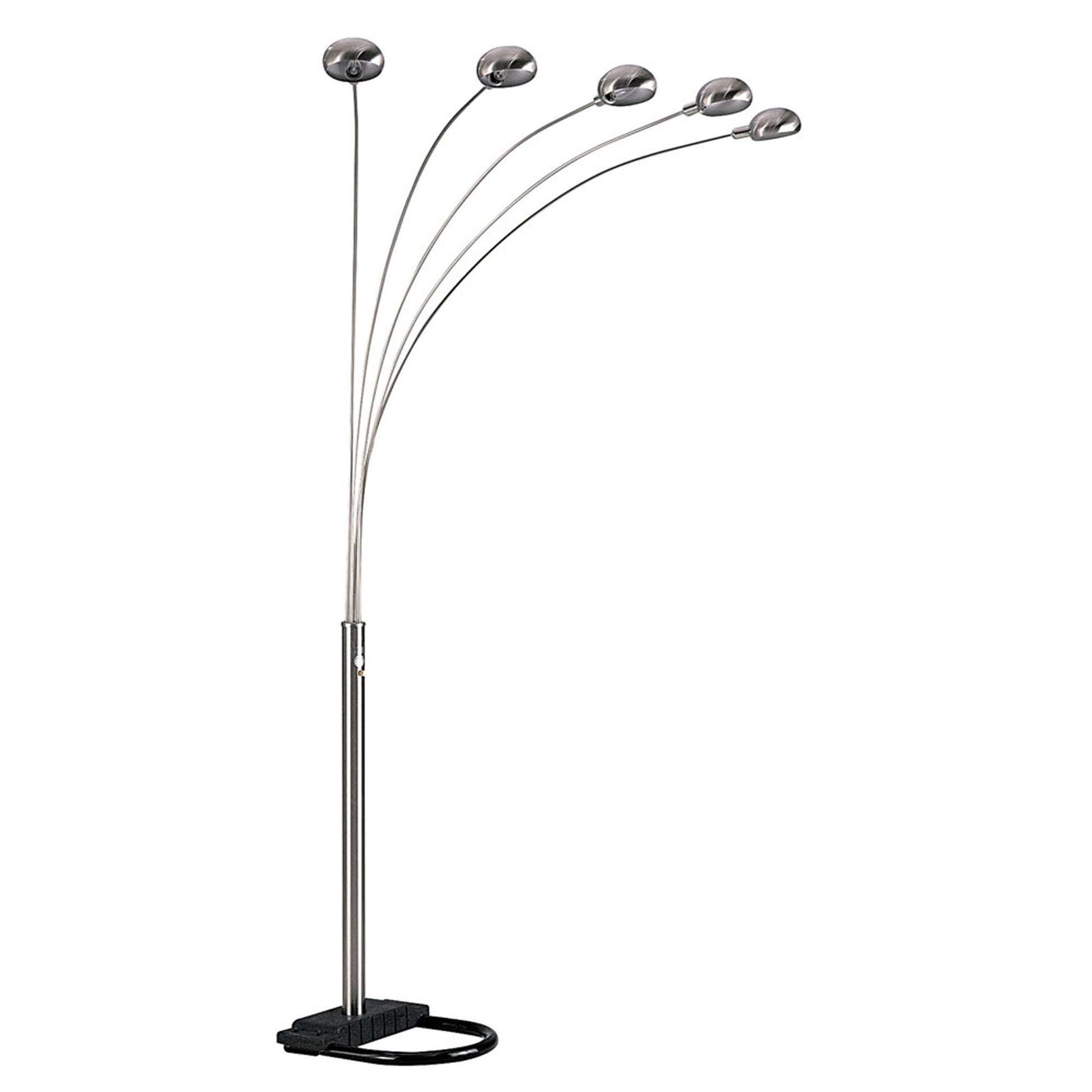 Nickel Five Lights Arc Floor Lamp w/ Shade