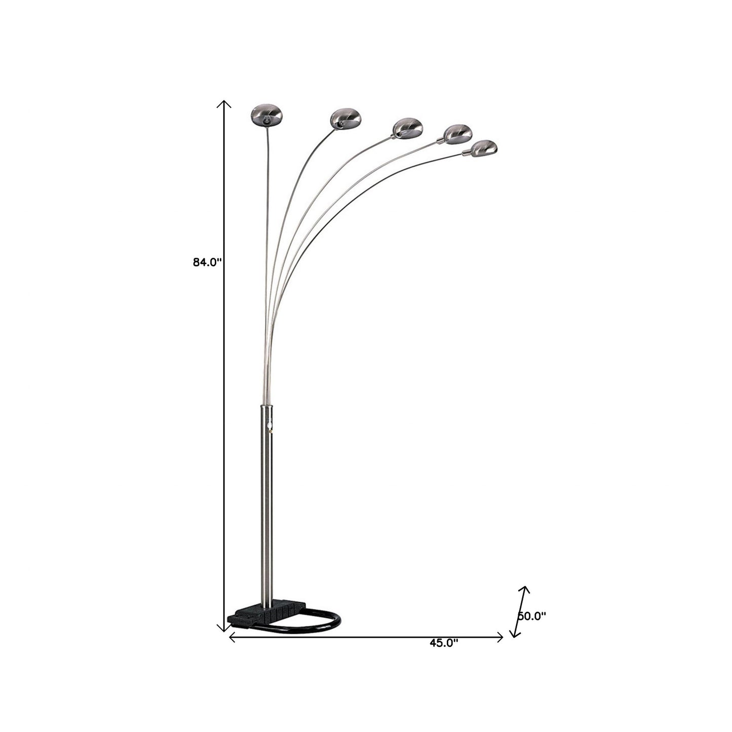 Nickel Five Lights Arc Floor Lamp w/ Shade