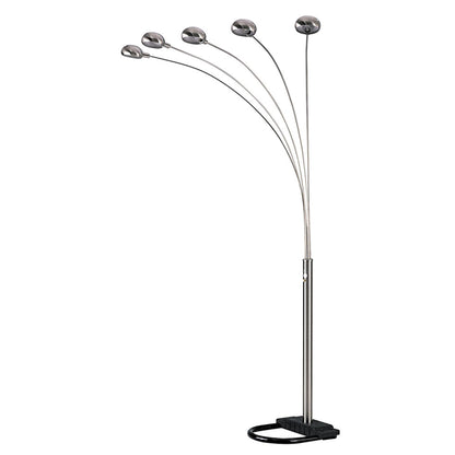 Nickel Five Lights Arc Floor Lamp w/ Shade
