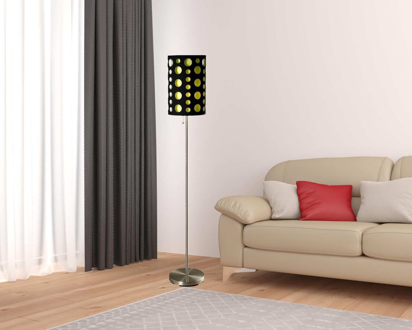 Steel Floor Lamp w/ Black & Green Shade