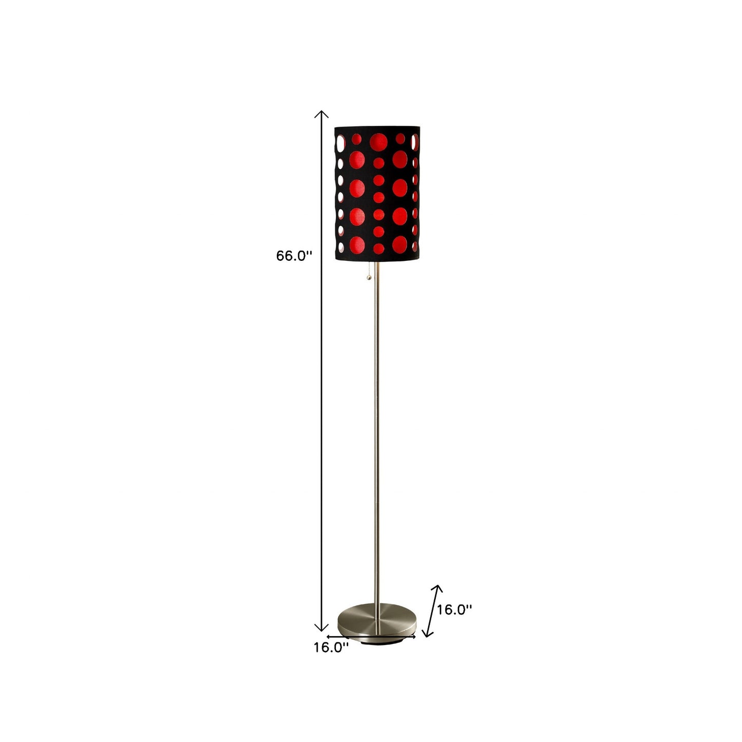 Steel Floor Lamp w/ Black & Red Shade