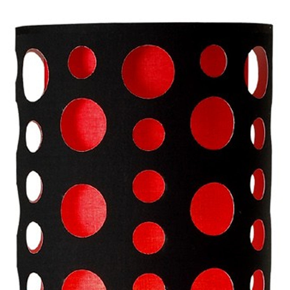 Steel Floor Lamp w/ Black & Red Shade