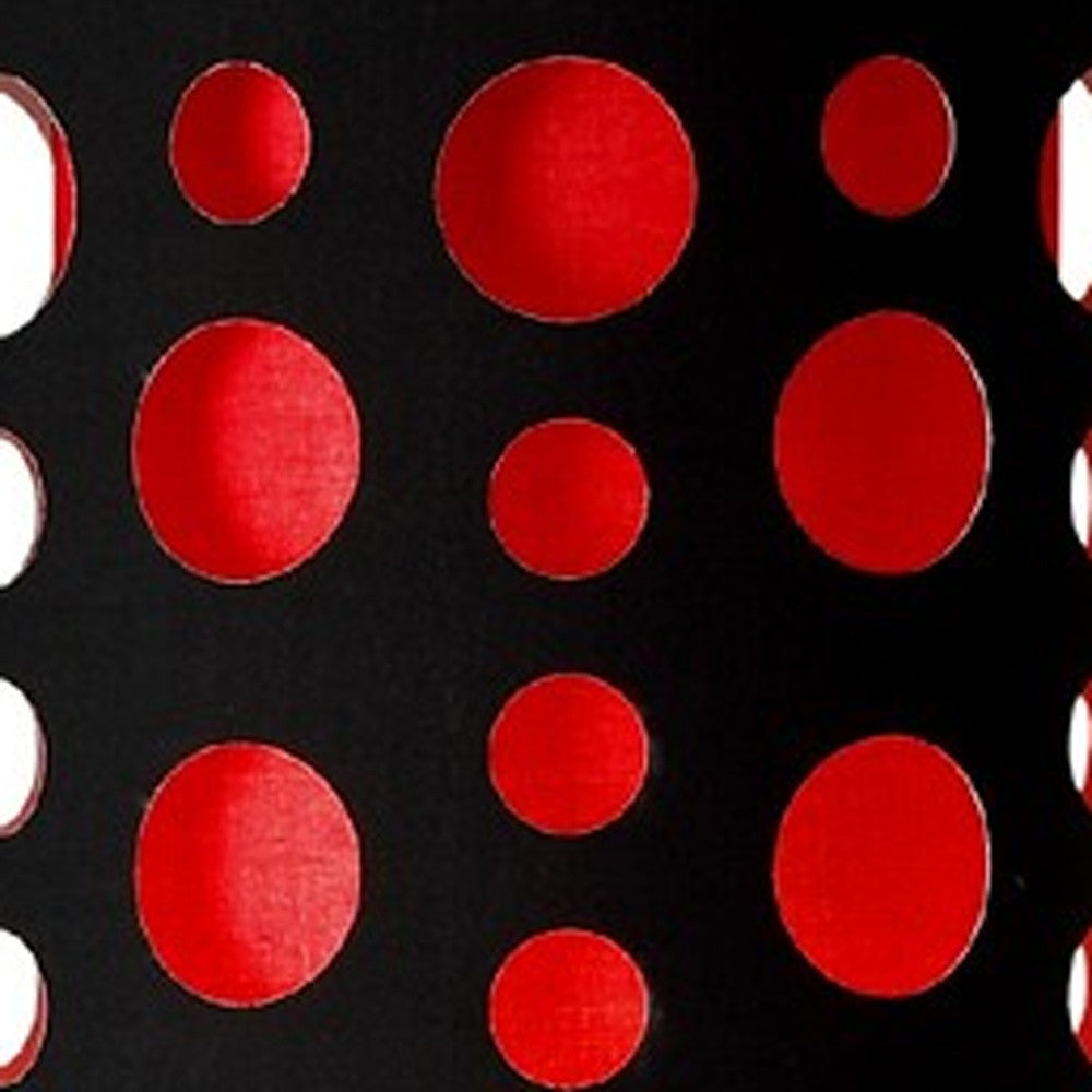 Steel Floor Lamp w/ Black & Red Shade