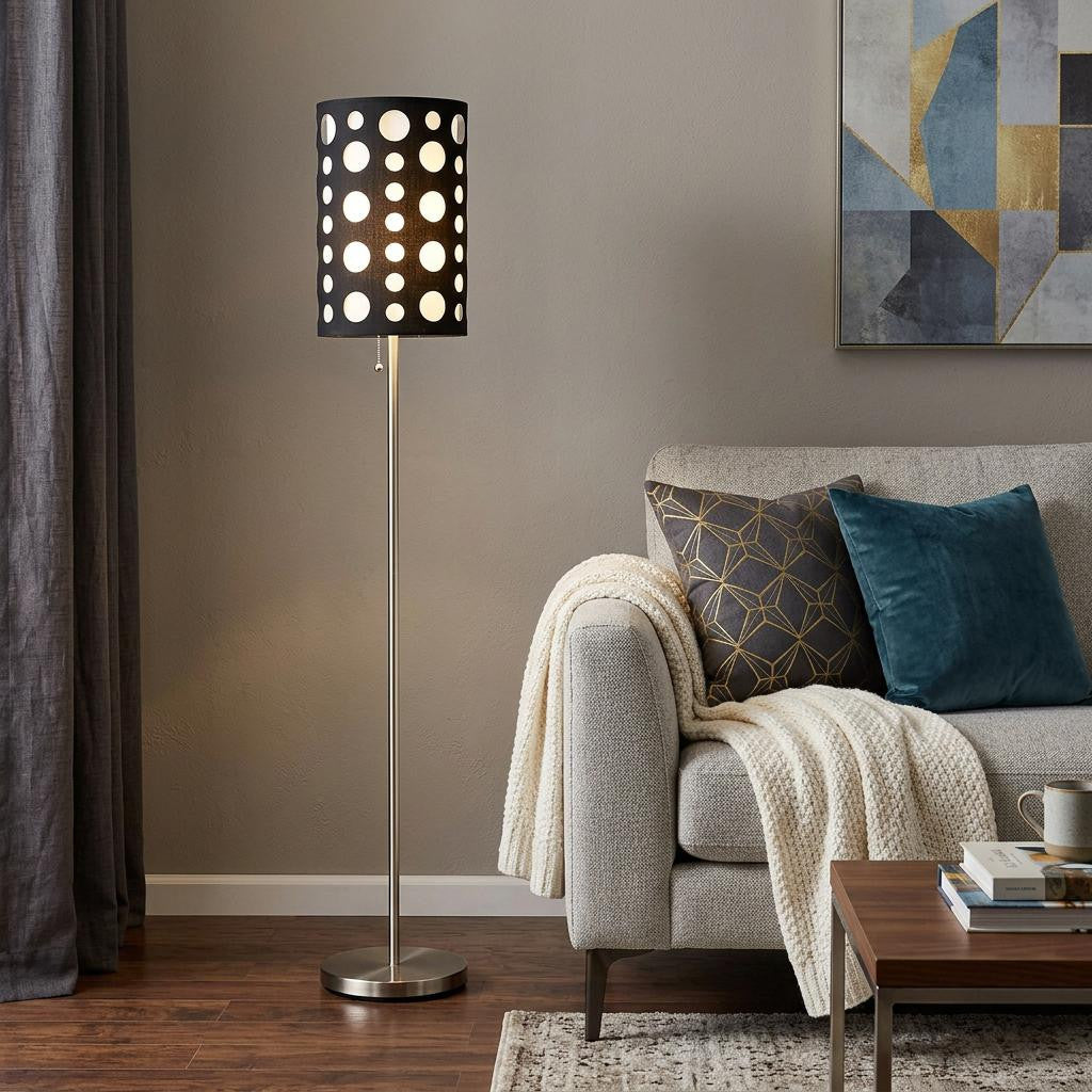 Steel Floor Lamp w/ Black & Shade