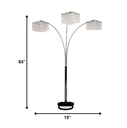 Floor Lamp w/ Three Hanging Crystal Shades