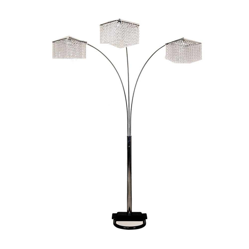 Floor Lamp w/ Three Hanging Crystal Shades