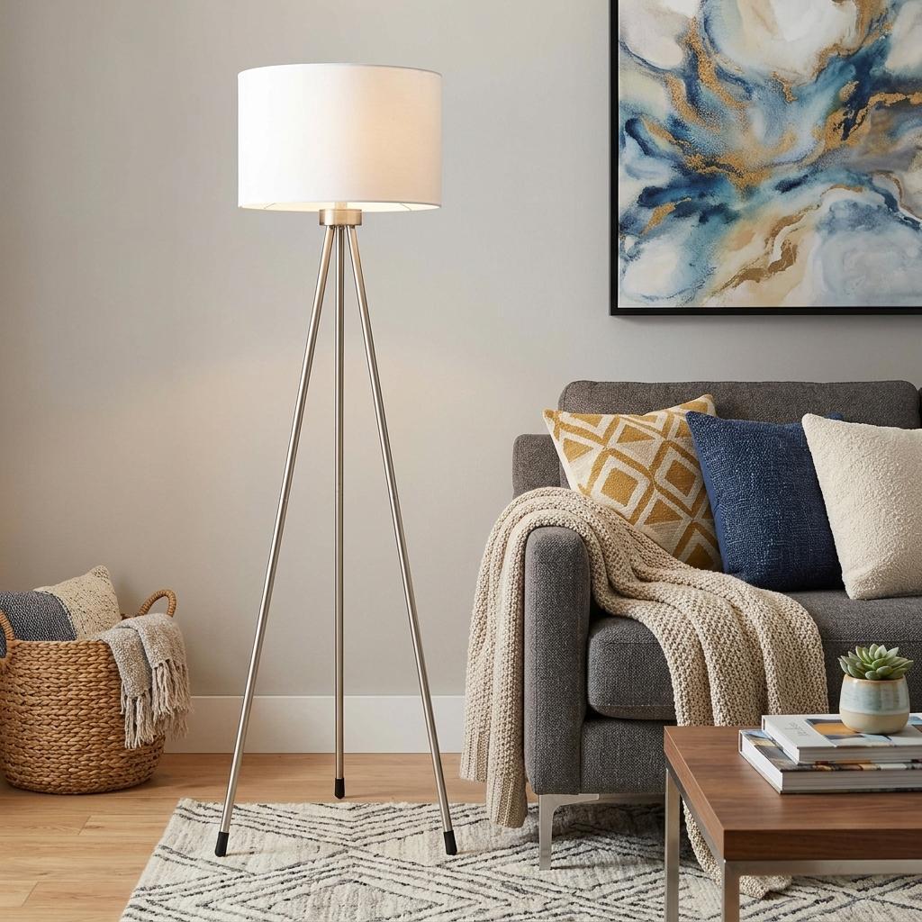 White Tripod Floor Lamp w/ Shade