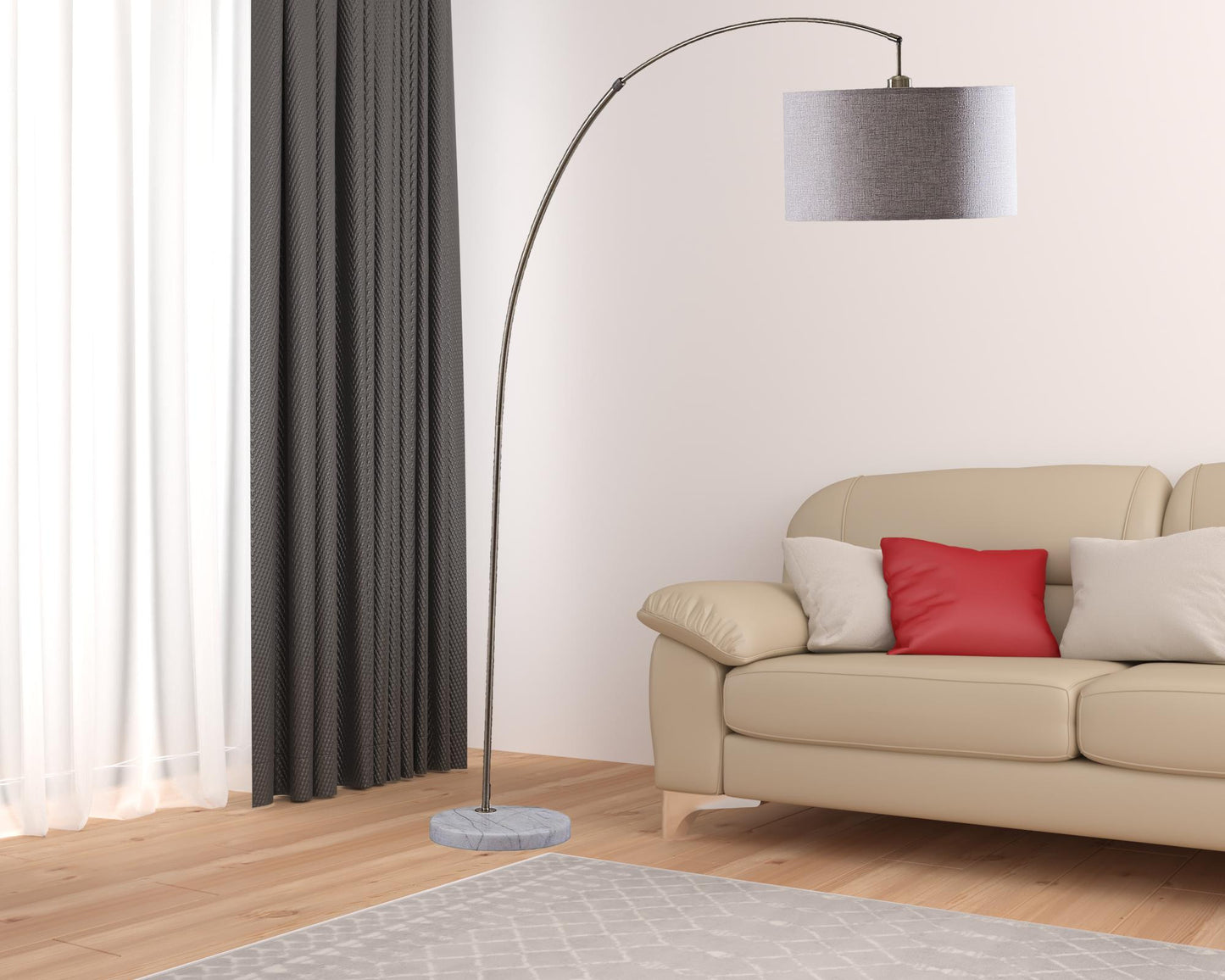Beige & Antique Gold Floor Lamp w/ Shade