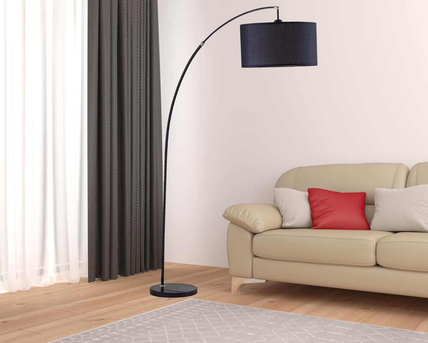 Sleek Black Arc Floor Lamp w/ Shade