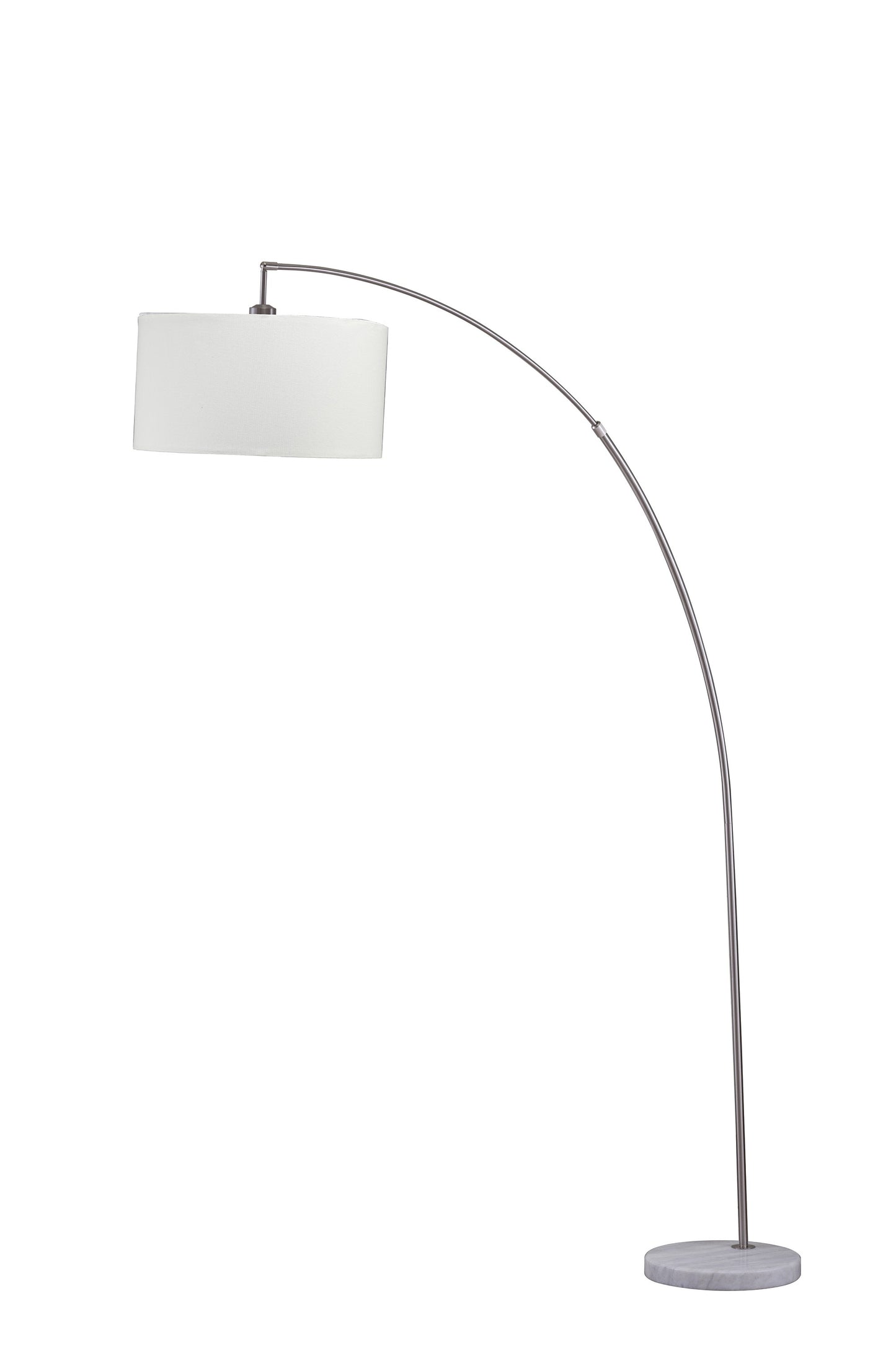 White & Silver Arc Floor Lamp w/ Shade