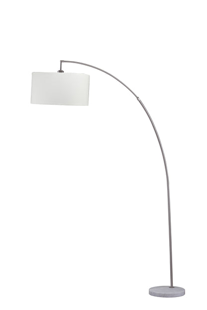 White & Silver Arc Floor Lamp w/ Shade