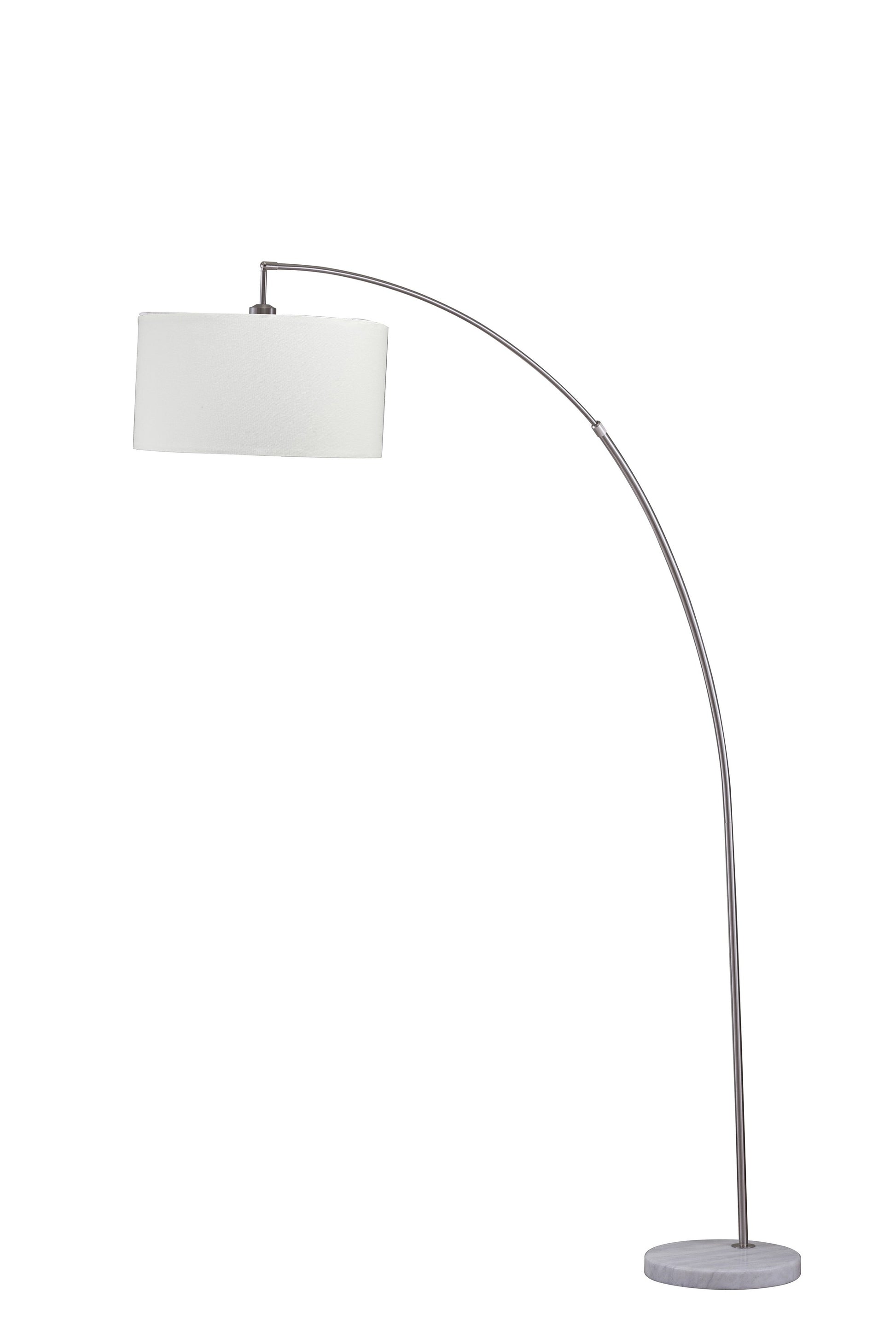 White & Silver Arc Floor Lamp w/ Shade