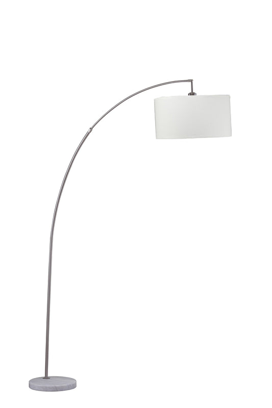 White & Silver Arc Floor Lamp w/ Shade
