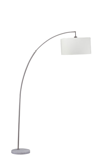 White & Silver Arc Floor Lamp w/ Shade
