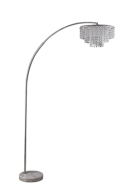 Silver & White Arc Floor Lamp w/ Faux Crystal Beading