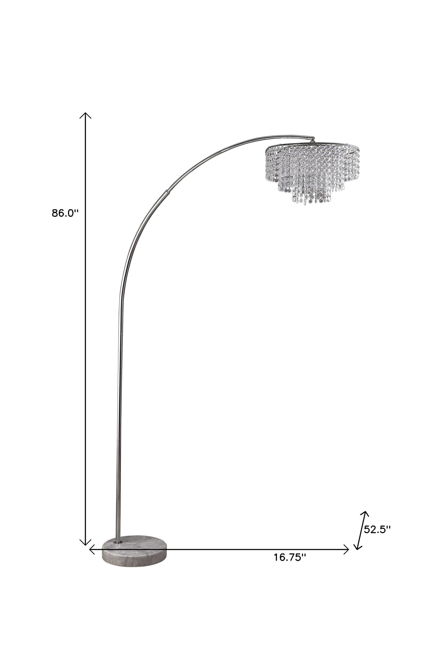 Silver & White Arc Floor Lamp w/ Faux Crystal Beading
