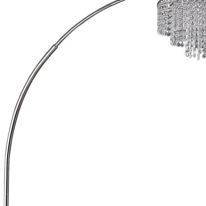 Silver & White Arc Floor Lamp w/ Faux Crystal Beading
