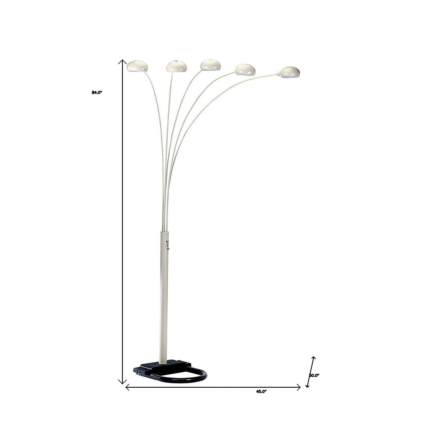 White 5-Light Arc Floor Lamp w/ White Shade