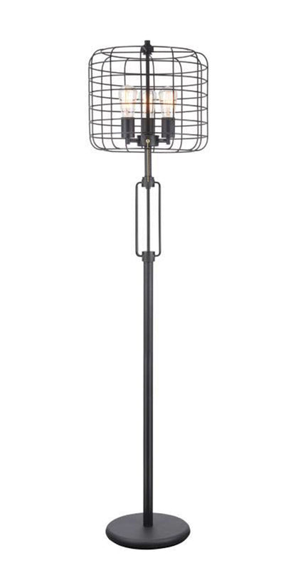 Black Three Lights Floor Lamp w/ Shade