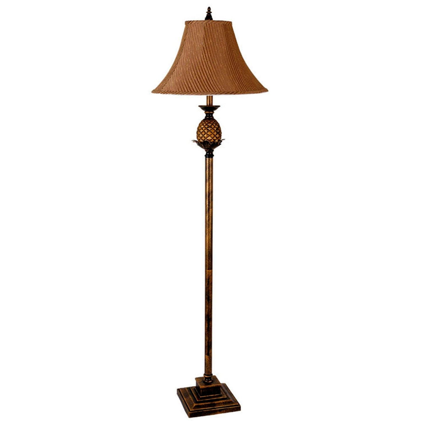 Antique Gold & Brown Traditional Pineapple Floor Lamp w/ Shade