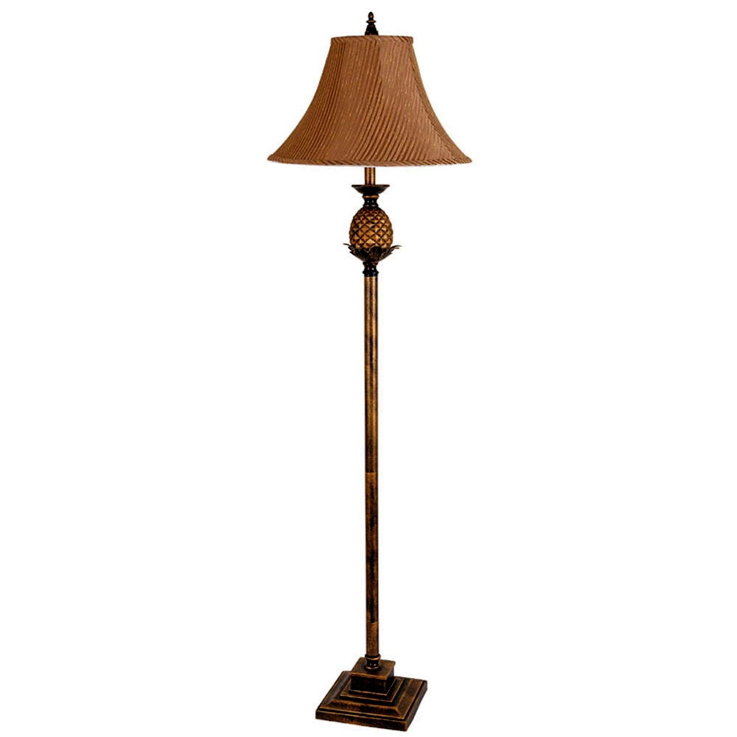 Antique Gold & Brown Traditional Pineapple Floor Lamp w/ Shade
