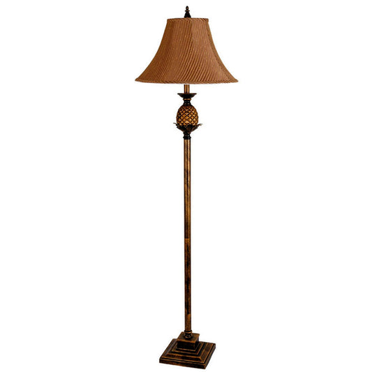 Antique Gold & Brown Traditional Pineapple Floor Lamp w/ Shade