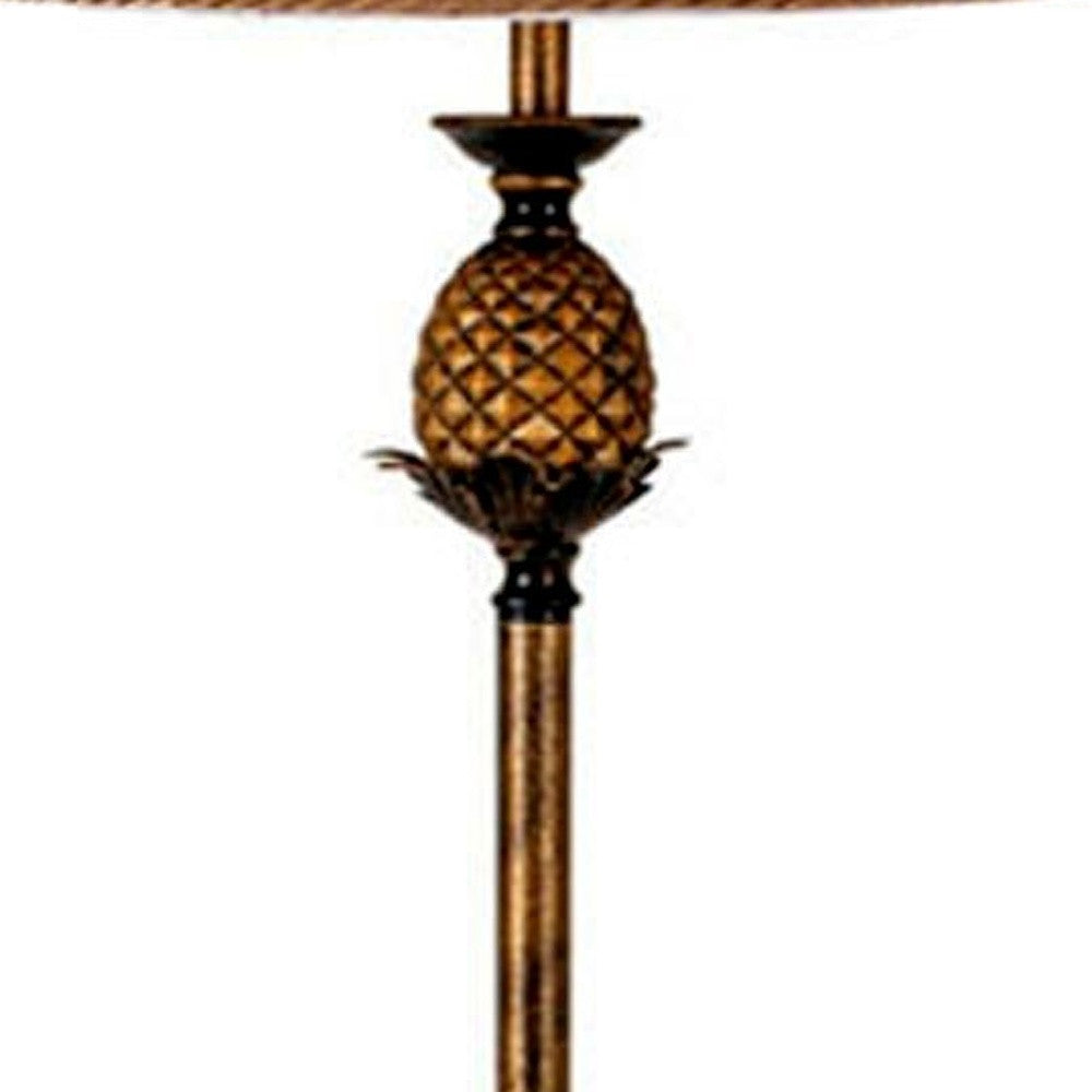 Antique Gold & Brown Traditional Pineapple Floor Lamp w/ Shade