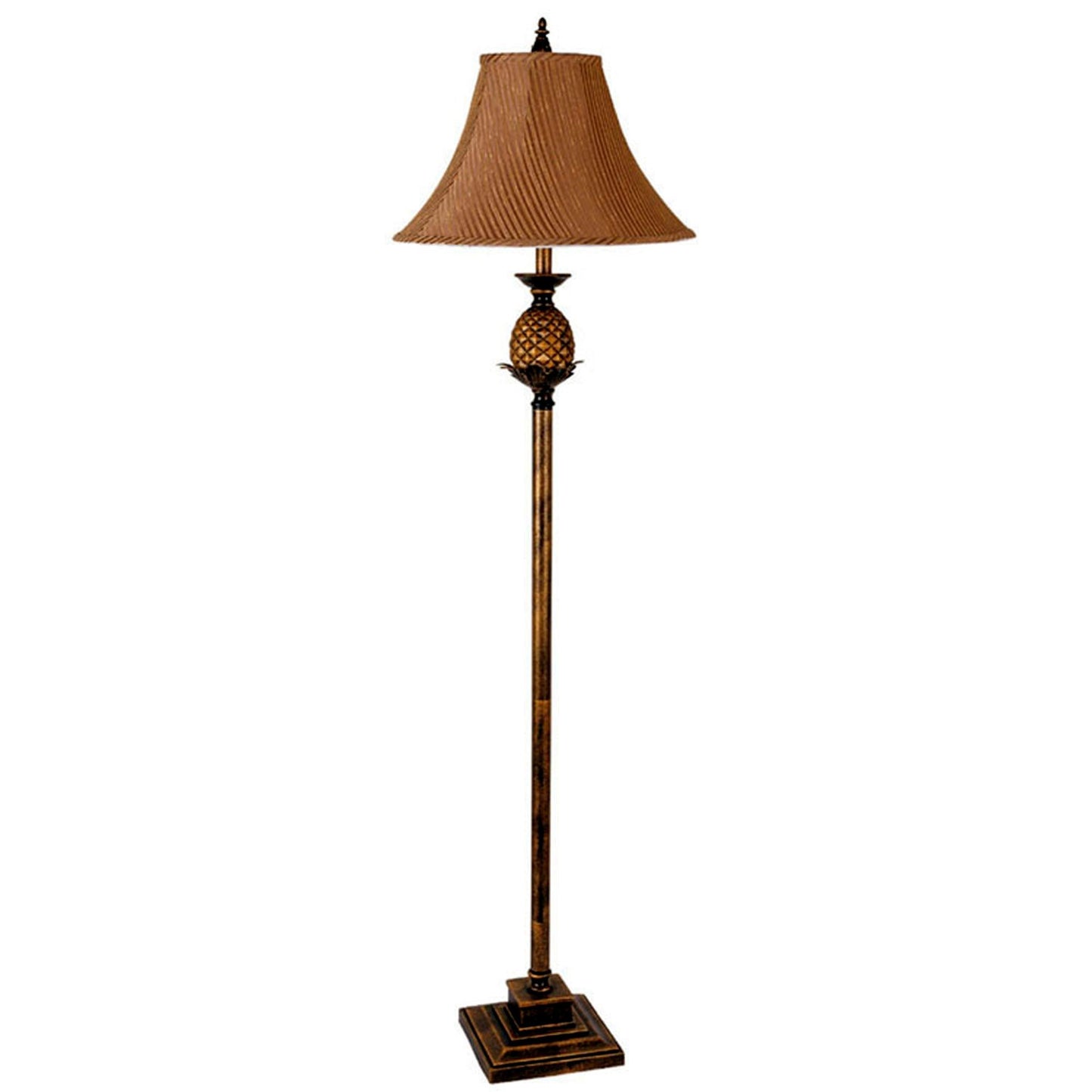 Antique Gold & Brown Traditional Pineapple Floor Lamp w/ Shade