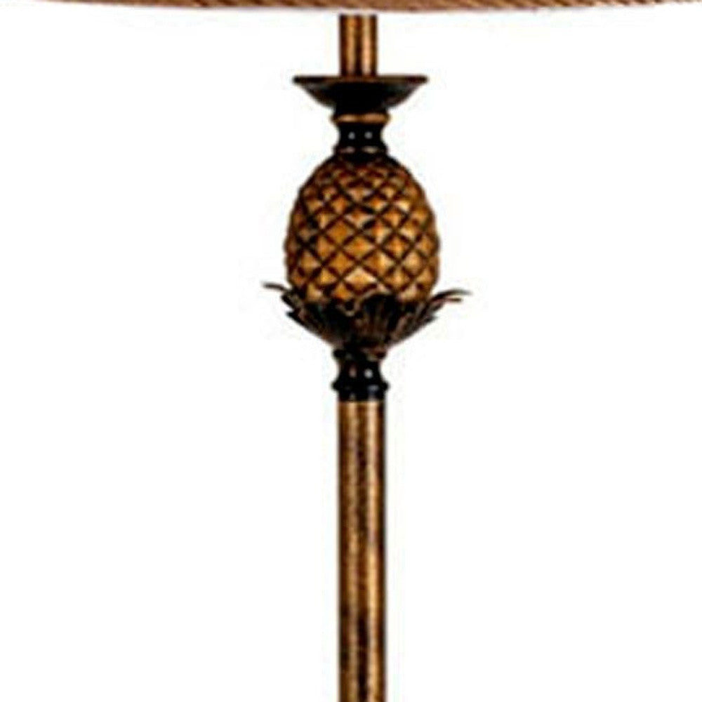 Antique Gold & Brown Traditional Pineapple Floor Lamp w/ Shade